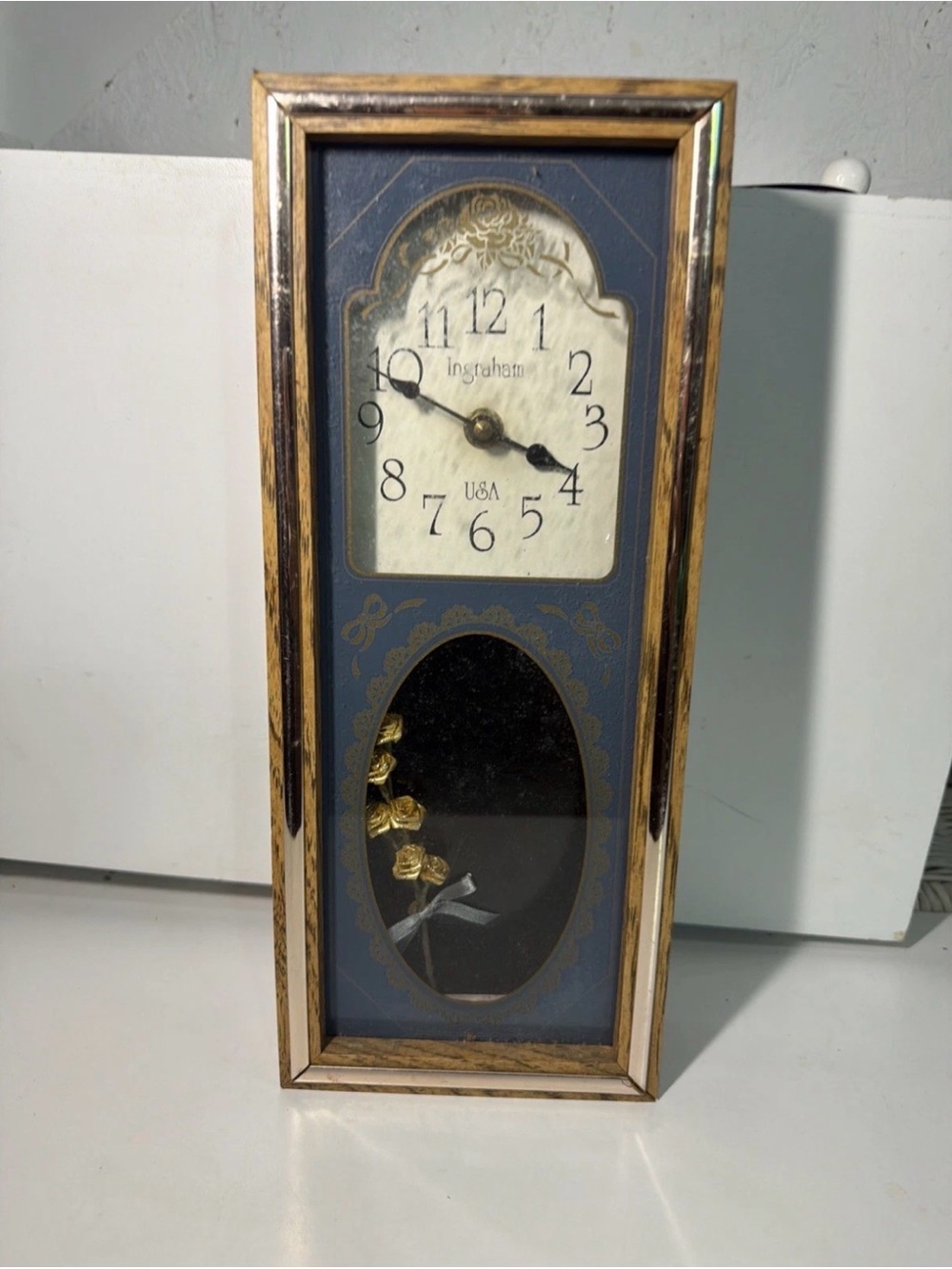 Gold and Blue Pendulum Wall Clock
